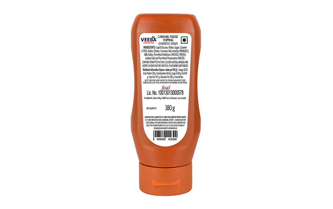 Veeba Caramel Fudge Topping    Plastic Bottle  380 grams